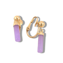 Load image into Gallery viewer, 14K Yellow Gold Leverback Lavender Jade Dangle Earrings