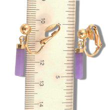 Load image into Gallery viewer, 14K Yellow Gold Leverback Lavender Jade Dangle Earrings