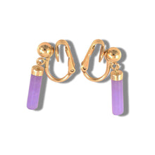 Load image into Gallery viewer, 14K Yellow Gold Leverback Lavender Jade Dangle Earrings