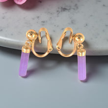 Load image into Gallery viewer, 14K Yellow Gold Leverback Lavender Jade Dangle Earrings