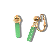 Load image into Gallery viewer, 14K Gold-Filled Non-Pierced Clip Green Jade Earrings
