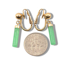 Load image into Gallery viewer, 14K Gold-Filled Non-Pierced Clip Green Jade Earrings