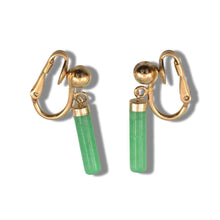 Load image into Gallery viewer, 14K Gold-Filled Non-Pierced Clip Green Jade Earrings