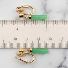 Load image into Gallery viewer, 14K Gold-Filled Non-Pierced Clip Green Jade Earrings
