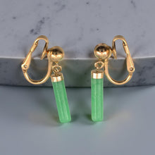 Load image into Gallery viewer, 14K Gold-Filled Non-Pierced Clip Green Jade Earrings
