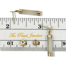 Load image into Gallery viewer, 14K Solid Yellow Gold Good Fortune Dangle Mother of Pearl Earrings