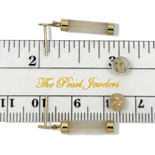 Load image into Gallery viewer, 14K Solid Yellow Gold Good Fortune Dangle Mother of Pearl Earrings