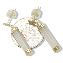 Load image into Gallery viewer, 14K Solid Yellow Gold Good Fortune Dangle Mother of Pearl Earrings