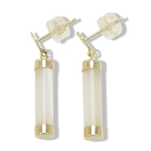 Load image into Gallery viewer, 14K Solid Yellow Gold Good Fortune Dangle Mother of Pearl Earrings