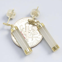 Load image into Gallery viewer, 14K Solid Yellow Gold Good Fortune Dangle Mother of Pearl Earrings