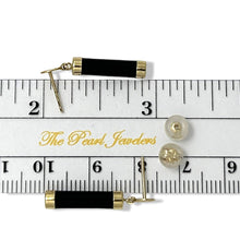Load image into Gallery viewer, 14K Yellow Gold Good Fortune Dangle Black Onyx Earrings