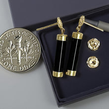 Load image into Gallery viewer, 14K Yellow Gold Good Fortune Dangle Black Onyx Earrings
