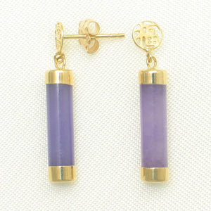 1186702 14KT YELLOW GOLD GOOD FORTUNE DROP/DANGLE  LAVENDER JADE EARRINGS