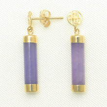 Load image into Gallery viewer, 1186702 14KT YELLOW GOLD GOOD FORTUNE DROP/DANGLE  LAVENDER JADE EARRINGS