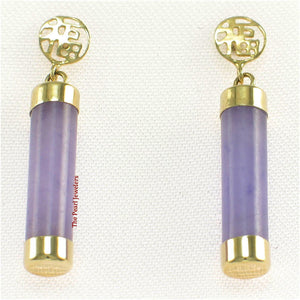 1186702 14KT YELLOW GOLD GOOD FORTUNE DROP/DANGLE  LAVENDER JADE EARRINGS