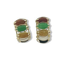 Load image into Gallery viewer, 14K Yellow Gold Multi-Color Jade Marquise Omega-Back Earrings