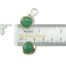 Load image into Gallery viewer, 14K Yellow Gold 15mm Round Dome Green Jade Earrings
