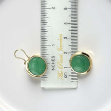 Load image into Gallery viewer, 14K Yellow Gold 15mm Round Dome Green Jade Earrings