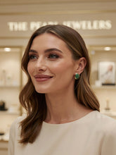 Load image into Gallery viewer, 14K Yellow Gold Oval Dome Green Jade Earrings