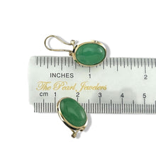 Load image into Gallery viewer, 14K Yellow Gold Oval Dome Green Jade Earrings