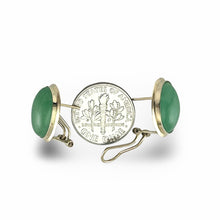 Load image into Gallery viewer, 14K Yellow Gold Oval Dome Green Jade Earrings