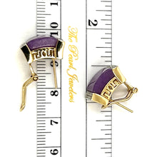 Load image into Gallery viewer, 14K Yellow Gold Omega Clip Diamond Cabochon Lavender Jade Earrings