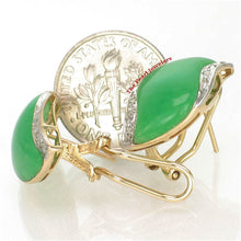 Load image into Gallery viewer, 1187503 14KT YELLOW SOLID GOLD OMEGA CLIP DIAMOND GREEN JADE EARRINGS