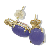 Load image into Gallery viewer, 14K Yellow Gold Hawaiian Plumeria Lavender Jade Stud Earrings
