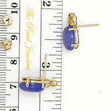 Load image into Gallery viewer, 14K Yellow Gold Hawaiian Plumeria Lavender Jade Stud Earrings