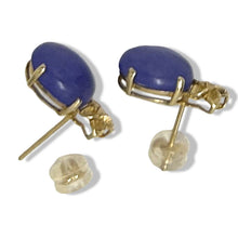 Load image into Gallery viewer, 14K Yellow Gold Hawaiian Plumeria Lavender Jade Stud Earrings