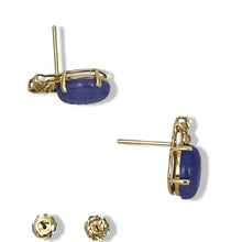 Load image into Gallery viewer, 14K Yellow Gold Hawaiian Plumeria Lavender Jade Stud Earrings