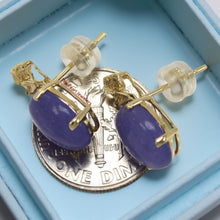 Load image into Gallery viewer, 14K Yellow Gold Hawaiian Plumeria Lavender Jade Stud Earrings