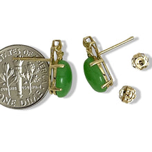 Load image into Gallery viewer, 14K Yellow Gold Hawaiian Plumeria Green Jade Post Earrings