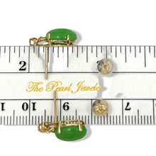 Load image into Gallery viewer, 14K Yellow Gold Hawaiian Plumeria Green Jade Post Earrings
