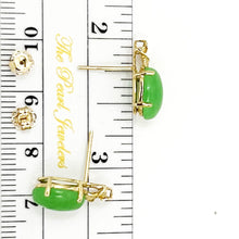 Load image into Gallery viewer, 14K Yellow Gold Hawaiian Plumeria Green Jade Post Earrings
