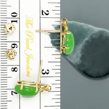 Load image into Gallery viewer, 14K Yellow Gold Hawaiian Plumeria Green Jade Post Earrings
