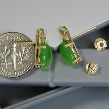 Load image into Gallery viewer, 14K Yellow Gold Hawaiian Plumeria Green Jade Post Earrings