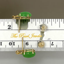 Load image into Gallery viewer, 14K Yellow Gold Hawaiian Plumeria Green Jade Post Earrings