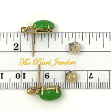 Load image into Gallery viewer, 1188173 14KT SOLID YELLOW GOLD HAWAIIAN PLUMERIA GREEN JADE POST EARRINGS