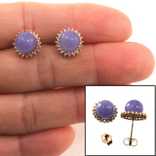 Load image into Gallery viewer, 1189992-14kt-Yellow-Gold-Diamond-Lavender-Jade-Stud-Earrings