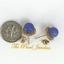 Load image into Gallery viewer, 1189992-14kt-Yellow-Gold-Diamond-Lavender-Jade-Stud-Earrings