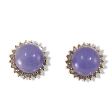 Load image into Gallery viewer, 14K Yellow Gold Diamond Lavender Jade Stud Earrings