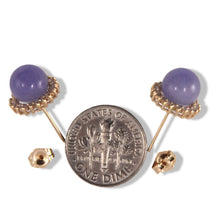 Load image into Gallery viewer, 14K Yellow Gold Diamond Lavender Jade Stud Earrings