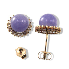 Load image into Gallery viewer, 14K Yellow Gold Diamond Lavender Jade Stud Earrings