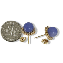 Load image into Gallery viewer, 14K Yellow Gold Diamond Lavender Jade Stud Earrings