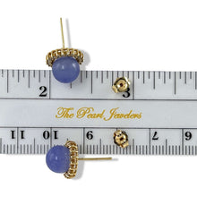 Load image into Gallery viewer, 14K Yellow Gold Diamond Lavender Jade Stud Earrings