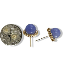 Load image into Gallery viewer, 14K Yellow Gold Diamond Lavender Jade Stud Earrings