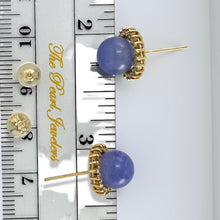 Load image into Gallery viewer, 14K Yellow Gold Diamond Lavender Jade Stud Earrings