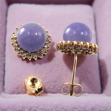 Load image into Gallery viewer, 14K Yellow Gold Diamond Lavender Jade Stud Earrings