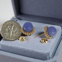 Load image into Gallery viewer, 14K Yellow Gold Diamond Lavender Jade Stud Earrings